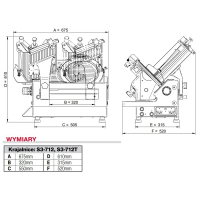 Krajalnica półautomatyczna do mięsa, wędlin, pieczywa, moc 250 W, nierdzewna, Ma-Ga S3-712