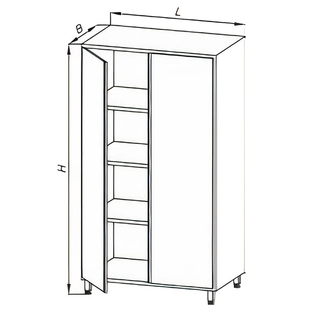 Szafa magazynowa z drzwiami uchylnymi, ze stali nierdzewnej, wym. 800x600x1800 mm, E 3025