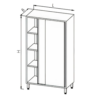 Szafa przelotowa z drzwiami suwanymi, ze stali nierdzewnej, wym. 800x700x2000 mm, E 3073