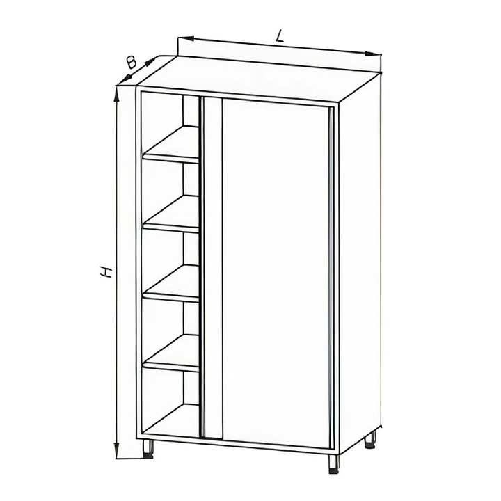 Szafa przelotowa z drzwiami suwanymi, ze stali nierdzewnej, wym. 800x700x2000 mm, E 3070