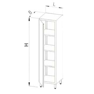 Szafa magazynowa z drzwiami uchylnymi, ze stali nierdzewnej, wym. 400x500x2000 mm, E 3015