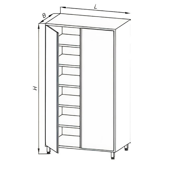 Szafa magazynowa z drzwiami uchylnymi, ze stali nierdzewnej, wym. 900x500x1800 mm, E 3020