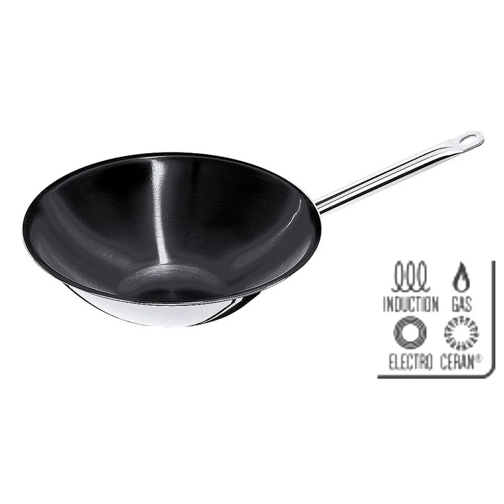 Patelnia Wok Non-Stick z płaskim dnem, polerowana, nieprzywierająca, 36 cm, poj. 5l, model 523/360