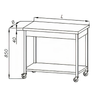 Stół roboczy, jezdny, z 2 półkami, wym. 1200x600x850 mm, E 1510