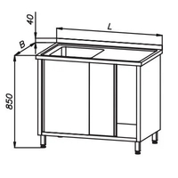 Stół 1400x700x850mm ze zlewem 1-komorowym drzwi suwane