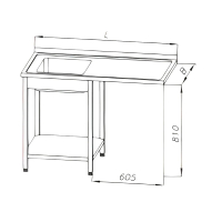 Stół ze zlewem 1-komorowym, z blatem pod zmywarkę, wym. 1200x700x850 mm, E 2520
