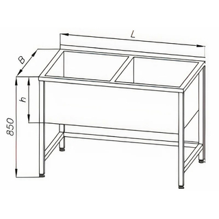 Stół z basenem 1-komorowym, wym. 1000x600x850 mm, E 2810