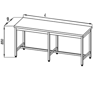 Stół roboczy centralny E 1039 Eco, nierdzewny, z blatem 1700x700mm, wysokość 850mm