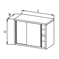 Szafka wisząca z drzwiami suwanymi, ze stali nierdzewnej, wym. 1000x300x600 mm, E 3130