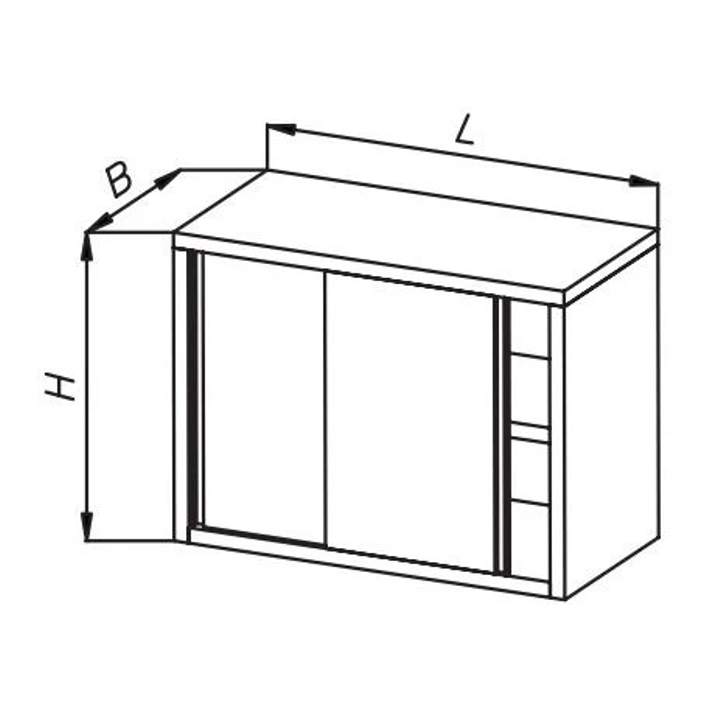 Szafka wisząca z drzwiami suwanymi, ze stali nierdzewnej, wym. 1000x300x600 mm, E 3130