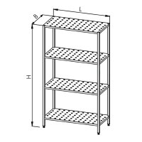Regał perforowany, ociekowy, 4-półkowy, wym. 1400x700x1800 mm, E 3240