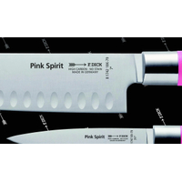 Zestaw 2 noży PINK SPIRIT, ryflowany, japoński Santoku, krótki nóż kuchenny, różowy, DICK 8179700-79