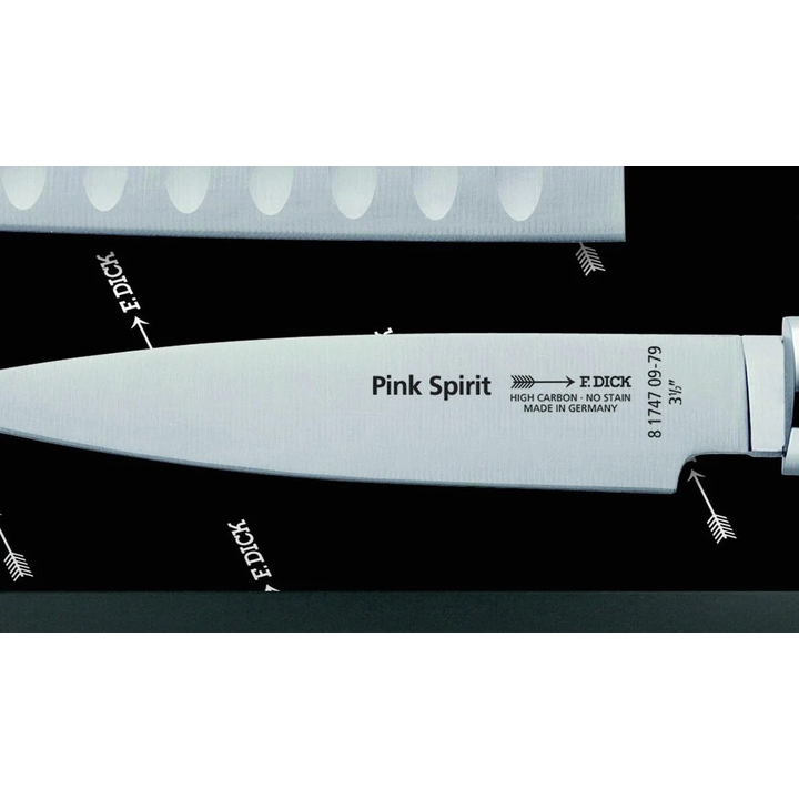 Zestaw 2 noży PINK SPIRIT, ryflowany, japoński Santoku, krótki nóż kuchenny, różowy, DICK 8179700-79