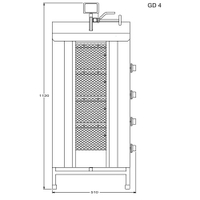 Opiekacz pionowy do 70 kg, do kebaba i gyrosa, grill propan-butan, 14,0 kW, nierdzewny, POTIS GD4