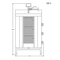 Opiekacz pionowy do 40 kg, do kebaba i gyrosa, grill gazowy, 10,5 kW, nierdzewny, POTIS GD3