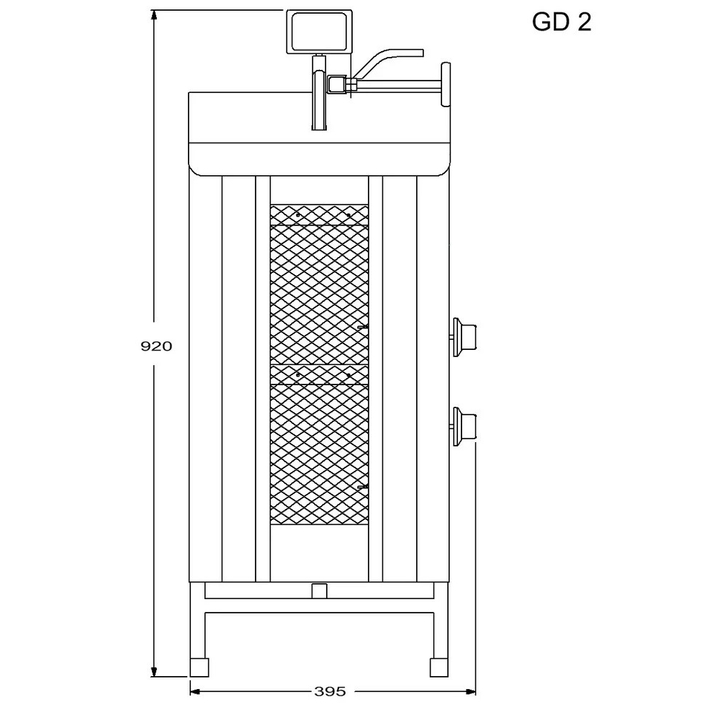 Opiekacz pionowy do 30 kg, do kebaba i gyrosa, grill gazowy, 7,0 kW, nierdzewny, POTIS GD2