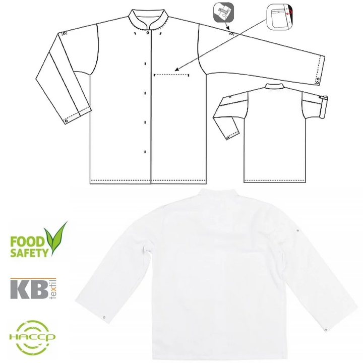 Bluza długa HACCP zapinana na napy, damska, rozm.36, kucharska, biała, KEGEL-BŁAŻUSIAK 3093-231-1080