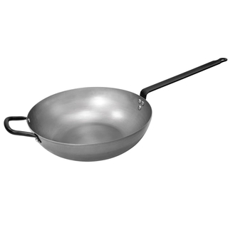 Patelnia Wok ze stali węglowej, Wok z płaskim dnem, średnica 34 cm, poj. 6,4l, EXXENT 63253