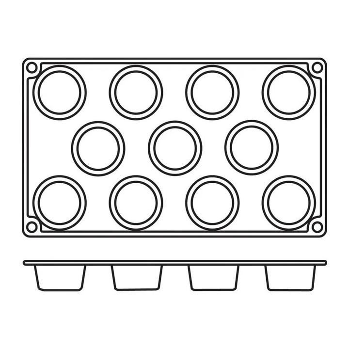 Forma silikonowa do pieczenia MINI-MUFFINS, 11 otworów, GN 1/3, HENDI 676905