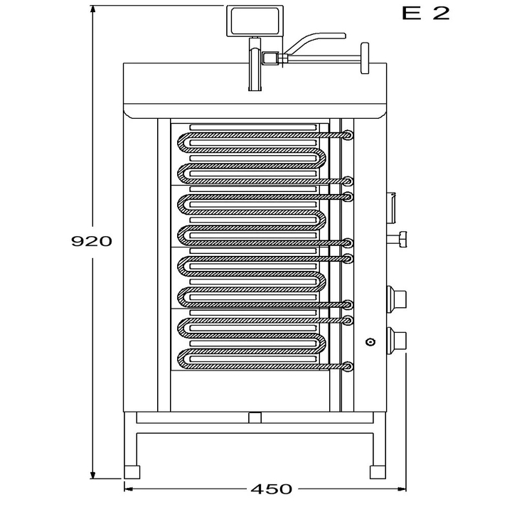 Opiekacz pionowy do 30 kg, do kebaba i gyrosa, grill elektryczny, 5,2/ 6 kW, nierdzewny, POTIS E2