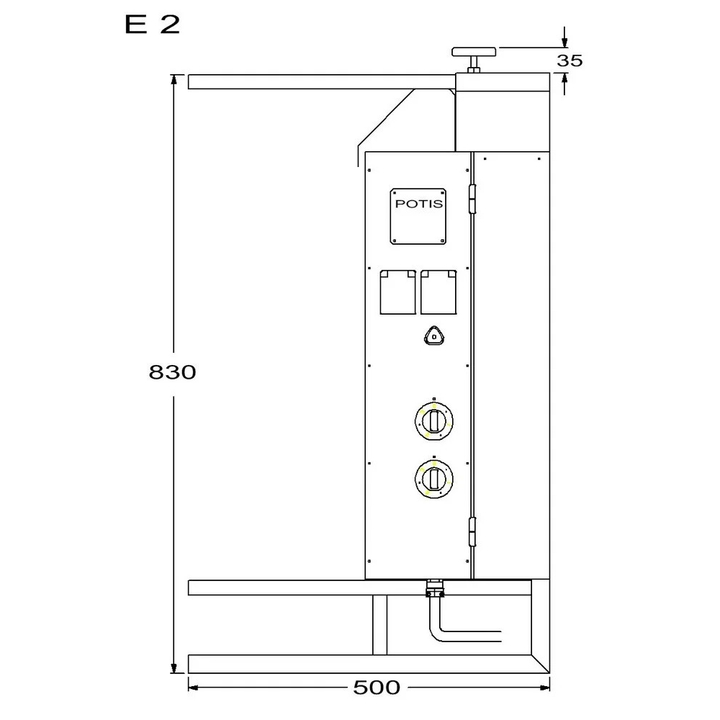 Opiekacz pionowy do 30 kg, do kebaba i gyrosa, grill elektryczny, 5,2/ 6 kW, nierdzewny, POTIS E2