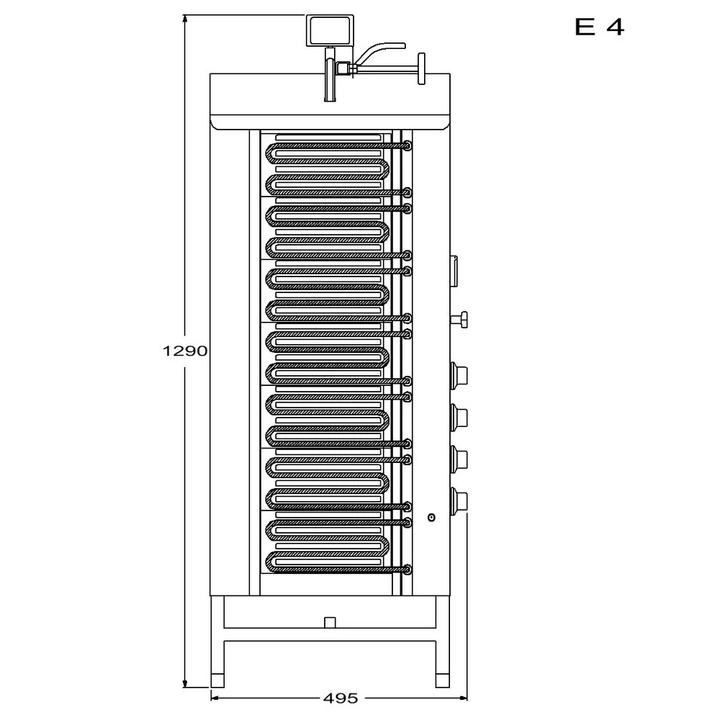 Opiekacz pionowy do 80 kg, do kebaba i gyrosa, grill elektryczny, 10,5 kW, nierdzewny, POTIS E4