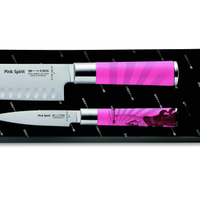 Zestaw 2 noży PINK SPIRIT, ryflowany, japoński Santoku, krótki nóż kuchenny, różowy, DICK 8179700-79