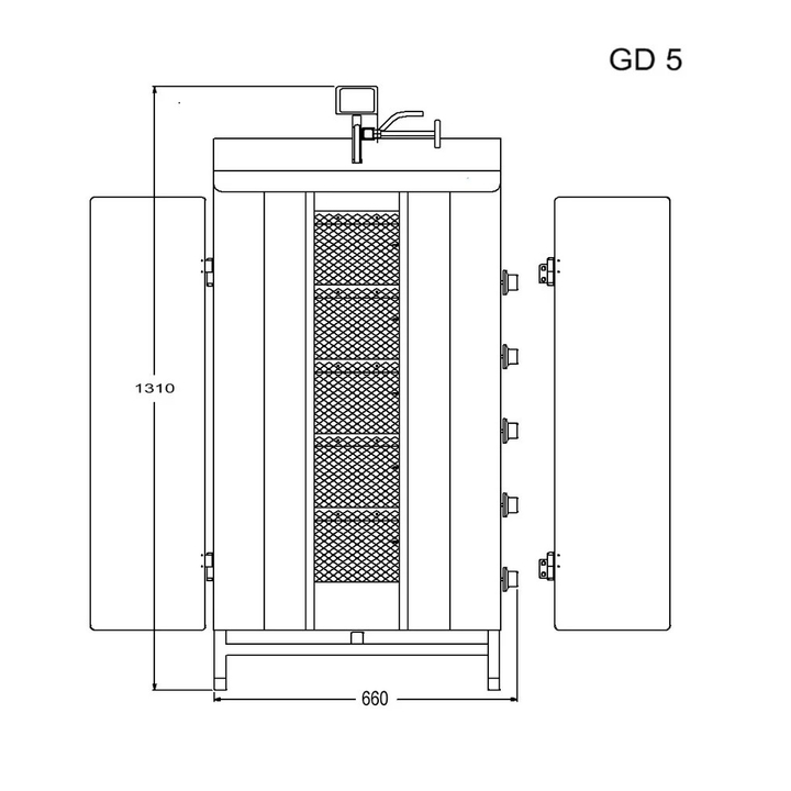 Opiekacz pionowy do 120 kg, do kebaba i gyrosa, grill gazowy, 17,5 kW, nierdzewny, POTIS GD5