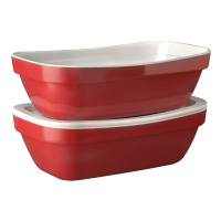 Miska prostokątna BASKET GN 1/4, z melaminy, czerwono-biała, poj. 1,4 l, APS 84005