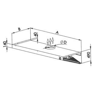 Okap przyścienny, wym. 1200x1200x490 mm, E 6020