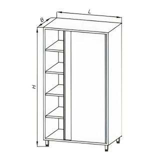 Szafa przelotowa z drzwiami suwanymi, ze stali nierdzewnej, wym. 900x700x1800 mm, E 3070