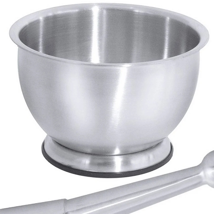 Moździerz ze stali nierdzewnej z podstawą z tworzywa i tłuczkiem, śr. 11cm, poj. 0,5l, model 244/110