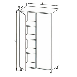 Szafa magazynowa z drzwiami uchylnymi, ze stali nierdzewnej, wym. 800x600x1800 mm, E 3025