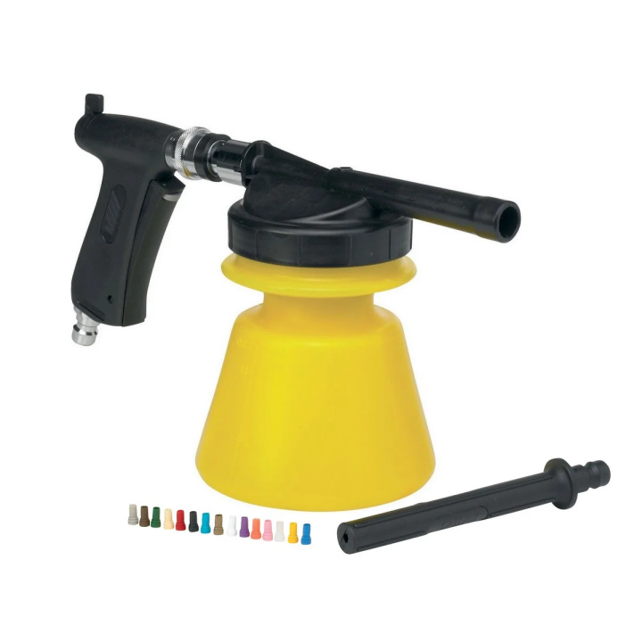Pianownica, pistolet do pianowania z dyszą 1/2" i pojemnikiem 1,4 litra, żółty, VIKAN 93056 (Q) Pianownica, pistolet do pianowania z dyszą 1/2" i pojemnikiem 1,4 litra, żółty, VIKAN 93056 (Q)