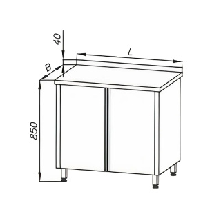 Stół roboczy z szafką z półką i drzwiami uchylnymi, wym. 800x600x850 mm, E 1090