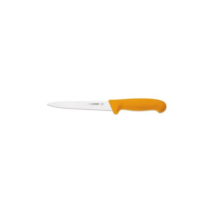 Nóż masarski do filetowania, szpica na środku, bardzo elastyczny, 16 cm, żółty, GIESSER 7365 16 G