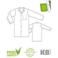 Fartuch HACCP, zapinany na napy, męski, prosty, rozm. 48, biały, KEGEL-BŁAŻUSIAK 4089-231-1080
