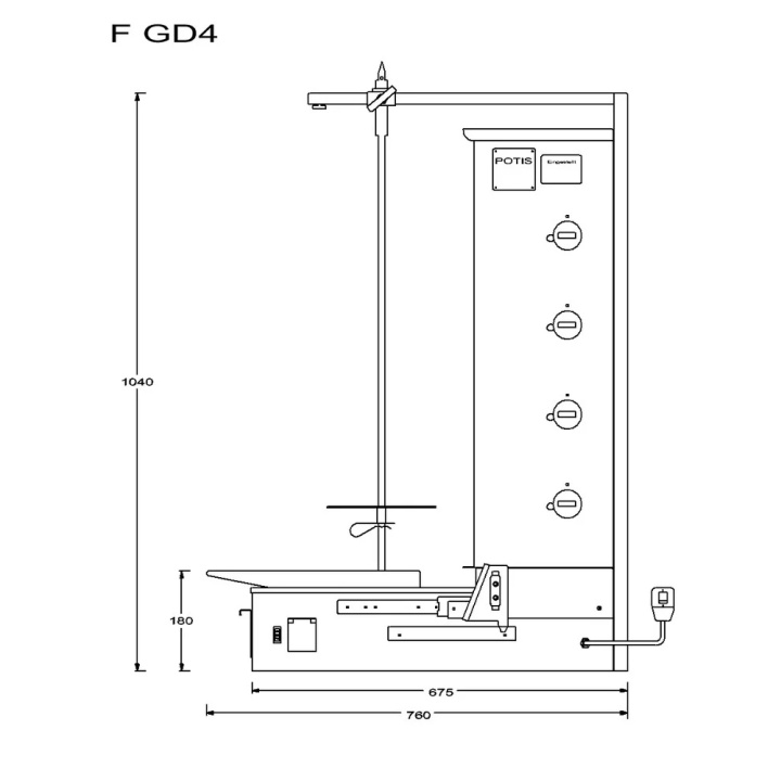 Opiekacz pionowy do kebaba i gyrosa Potis F GD4