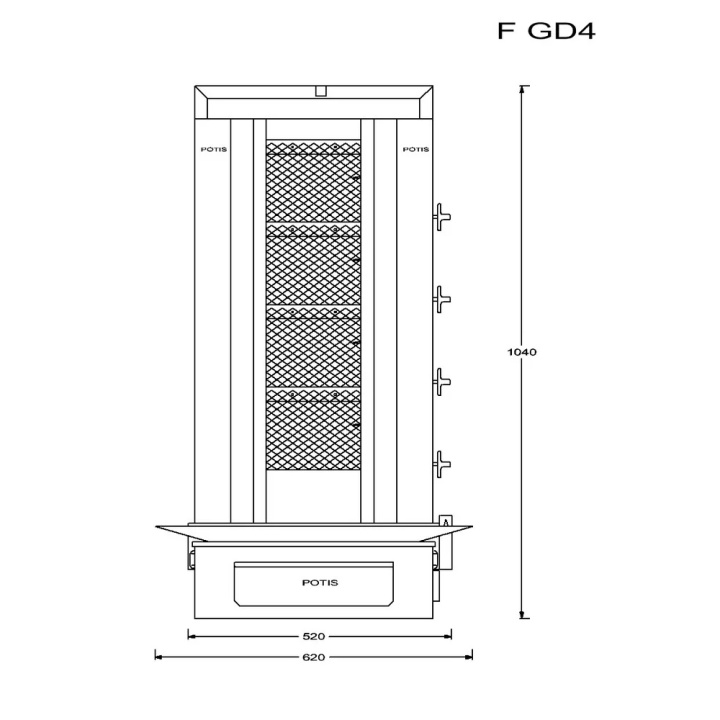 Opiekacz pionowy do kebaba i gyrosa Potis F GD4