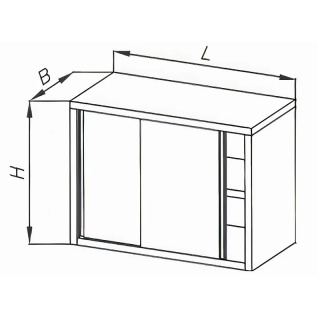 Szafka wisząca z drzwiami suwanymi, ze stali nierdzewnej, wym. 1300x300x400 mm, EGAZ E 3130 EKO