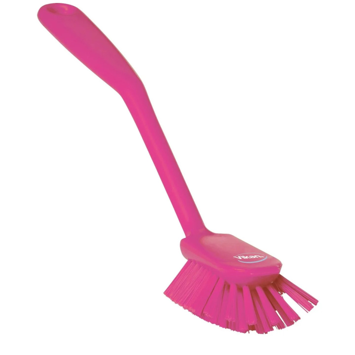 Szczotka do mycia naczyń z końcówką do drapania, średnia, długość 280 mm, różowa, VIKAN 42371 Szczotka do mycia naczyń z końcówką do drapania, średnia, długość 280 mm, różowa, VIKAN 42371