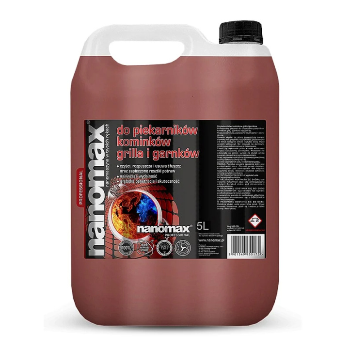 Środek do mycia piekarników, kominków, grilla i garnków NANOMAX PROFESSIONAL, poj. 5 l Środek do mycia piekarników, kominków, grilla i garnków NANOMAX PROFESSIONAL, poj. 5 l