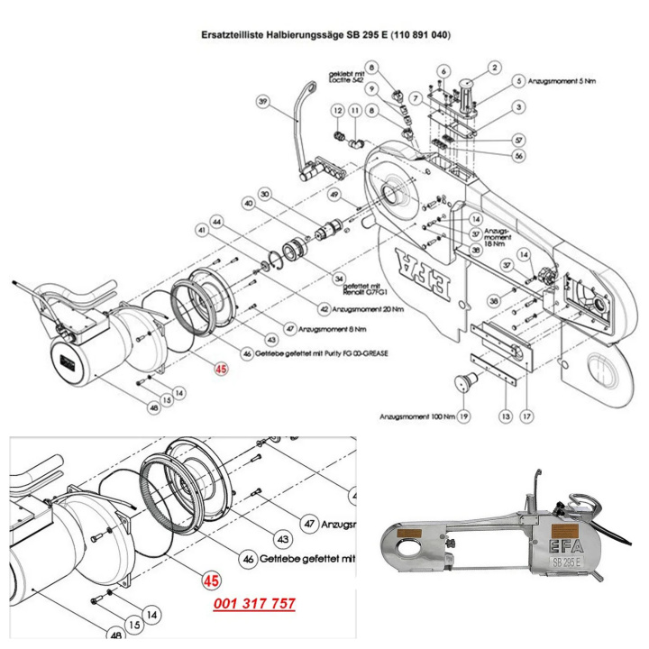 Uszczelka gumowa 001 317 757, do piły ubojowej SB 287 E, SB 295 E, czarna, EFA 001317757