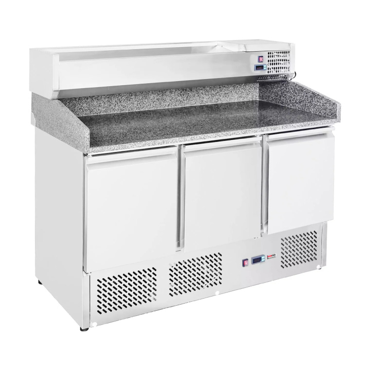 Stół chłodniczy do pizzy GN 1/1, 3-drzwiowy, 500 W, 140x70x146 cm, RedFox SP-903, 00007345 Stół chłodniczy do pizzy GN 1/1, 3-drzwiowy, 500 W, 140x70x146 cm, RedFox SP-903, 00007345