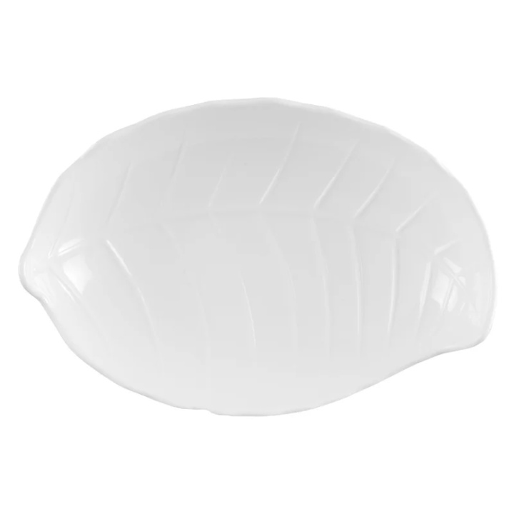 Półmisek w kształcie liścia z melaminy, wym. 255x170x50 mm, kremowobiały Półmisek w kształcie liścia z melaminy, wym. 255x170x50 mm, kremowobiały