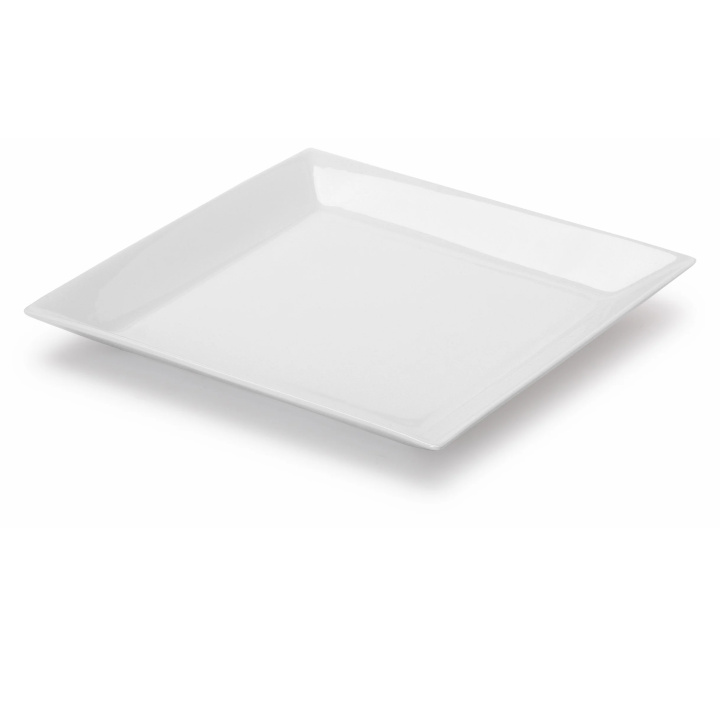 Talerz płaski QUADRO, porcelanowy, kwadratowy, wymiary 22x22cm, wysokość 2,5cm, biały, EXXENT 26222 Talerz płaski QUADRO, porcelanowy, kwadratowy, wymiary 22x22cm, wysokość 2,5cm, biały, EXXENT 26222