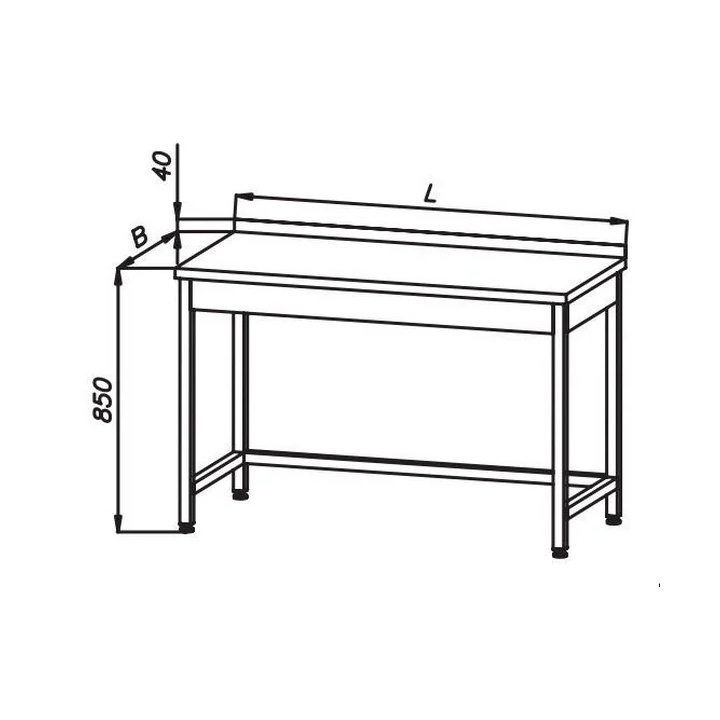 Stół roboczy z rantem tylnym, ze stali nierdzewnej, wym. 1000x600x850 mm, E 1030 ECO