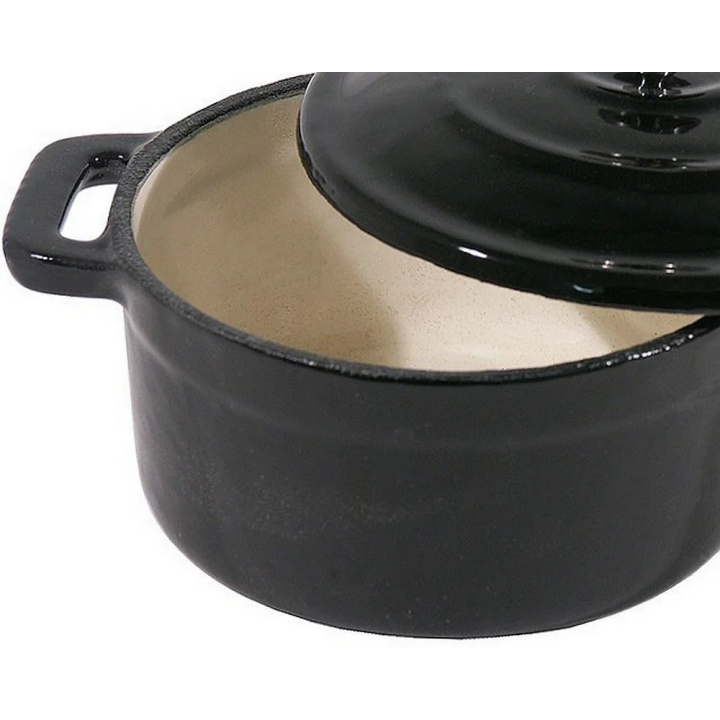 Garnek żeliwny do zapiekania, mini-cocotte z pokrywką, śr. 10 cm, poj. 0,25l, czarny, model 5731/100 Garnek żeliwny do zapiekania, mini-cocotte z pokrywką, śr. 10 cm, poj. 0,25l, czarny, model 5731/100