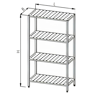Regał ociekowy, perforowany, 4-półkowy, wym. 1400x700x1800 mm, E 3245