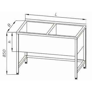 Stół z basenem 1-komorowym, wym. 1000x600x850 mm, E 2810